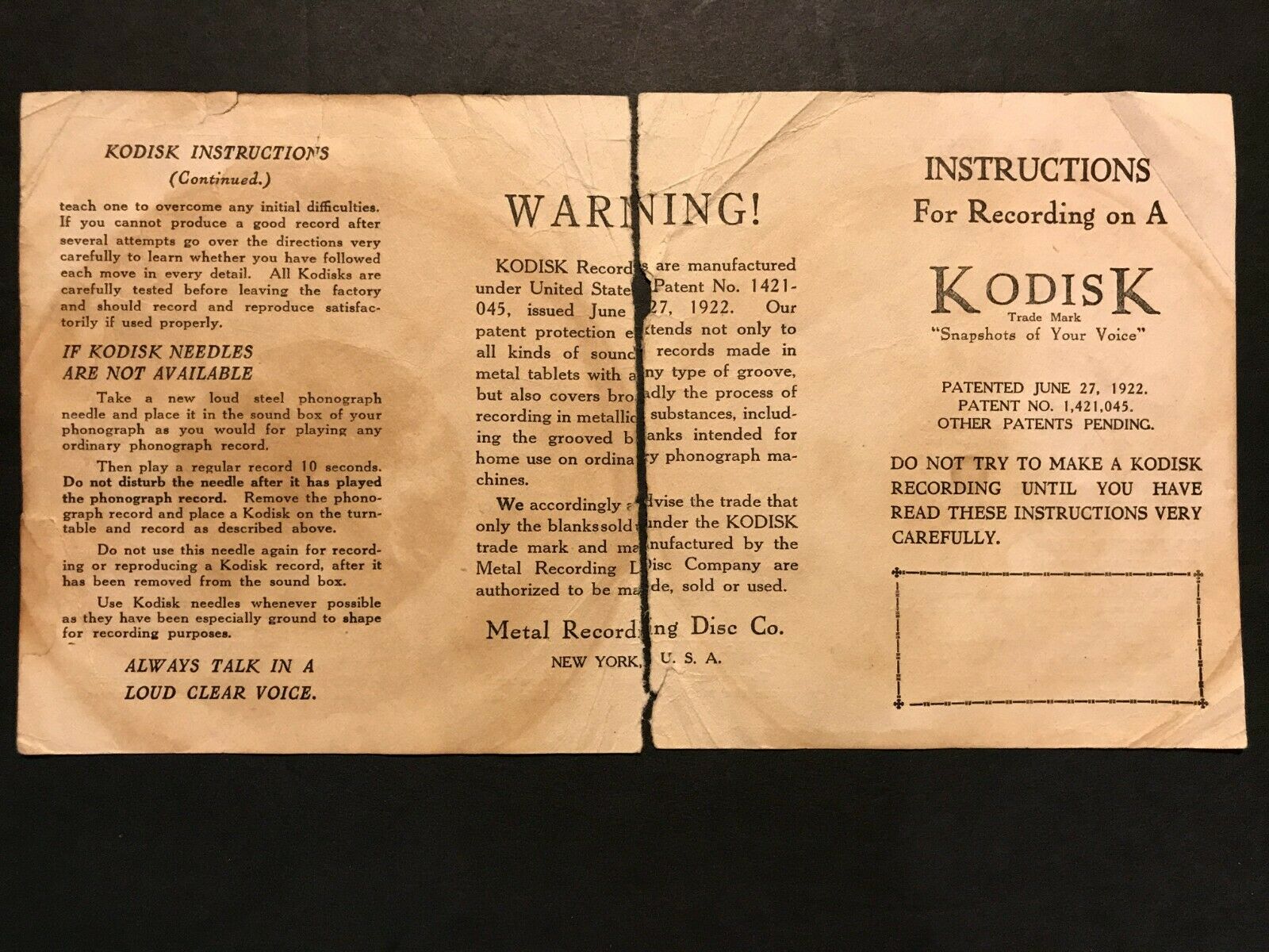 2-metal-5-78rpm-discs-kodisk-snapshots-of-your-voice-1922-metal-recording_46311995