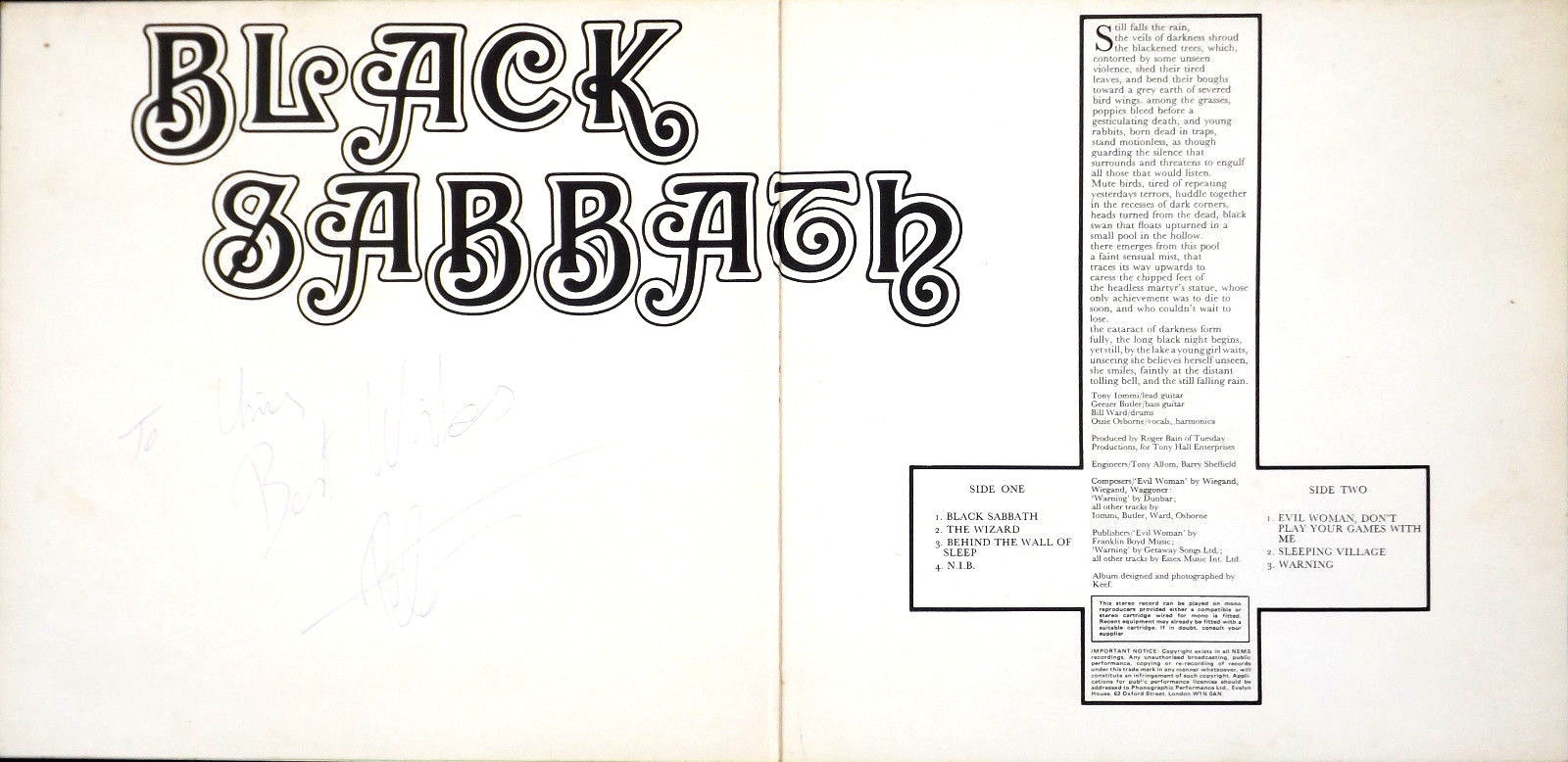 Black Sabbath - Black Sabbath album gatefold