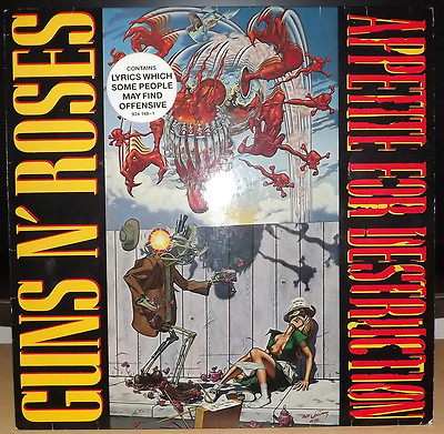 Guns N Roses Autographed Lp / Vinyl - Appetite For Destruction Banned  Cover