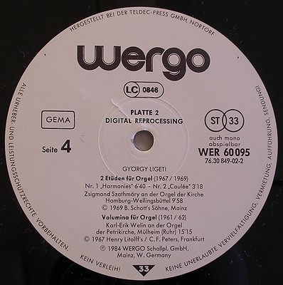 独5discs LP Gyorgy Ligeti Gyorgy Ligeti WER60095 WERGO /01100 György Ligeti – György Ligeti – Box Set (Compilation): 5 x