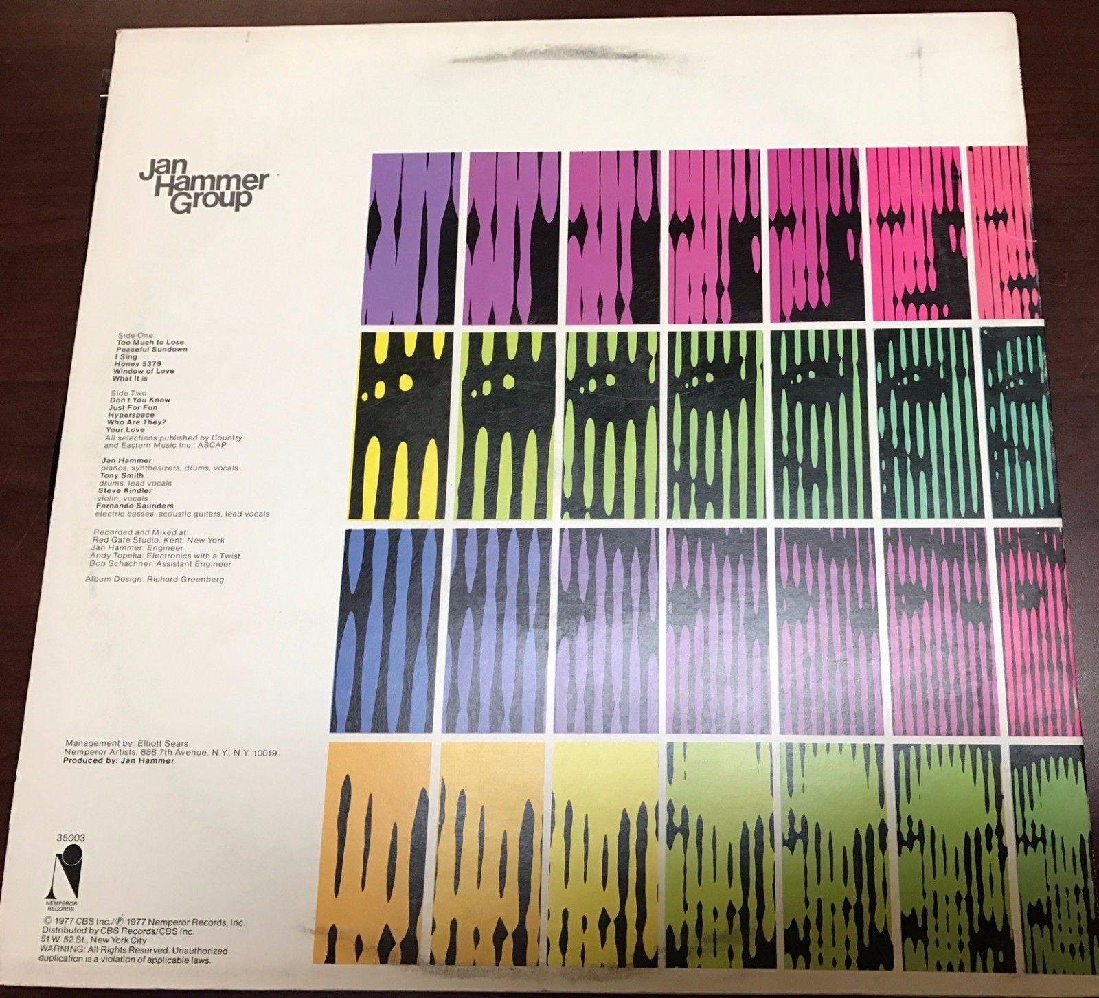 米LP Jan Hammer Group Melodies PZ35003 NEMPEROR /00260 Jan Hammer Group – Melodies – Vinyl (LP, Album), 1977