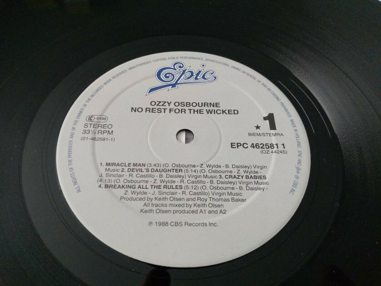 ozzy osbourne no rest for the wicked lp