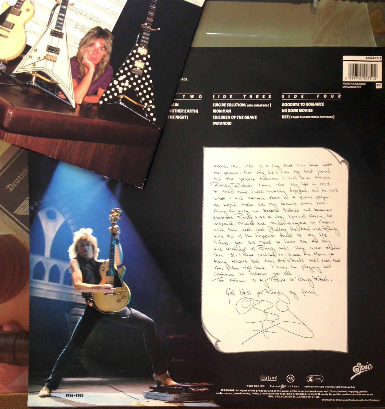 ozzy osbourne randy rhoads tribute vinyl album