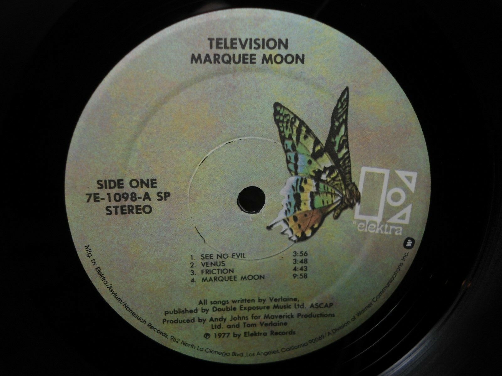 TELEVISION - MARQUEE MOON - ORIGINAL 1977 US ELEKTRA LP vinyl